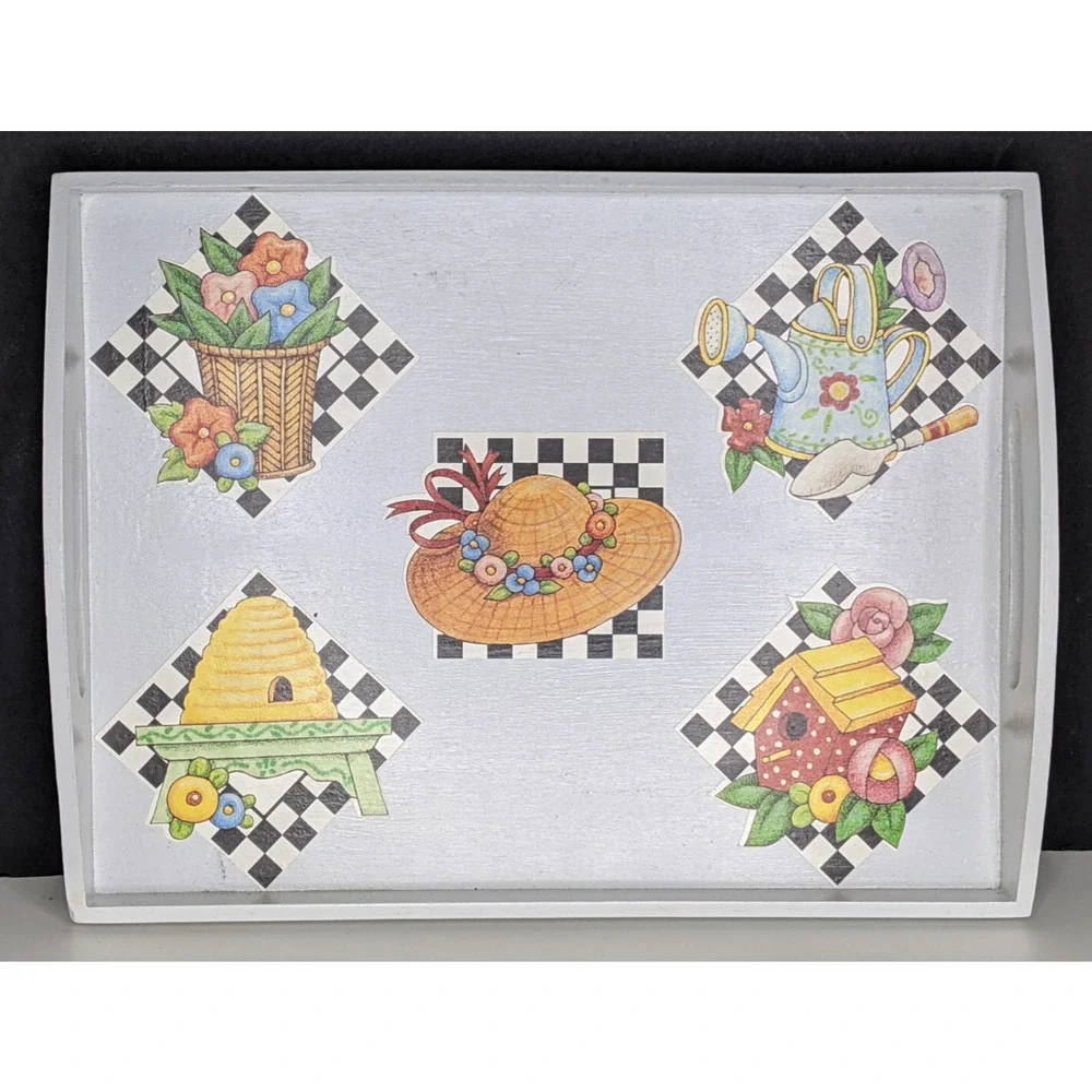 Mary Engelbreit Serving Tray Wooden 14 x 12 x 3 Summer Decoration